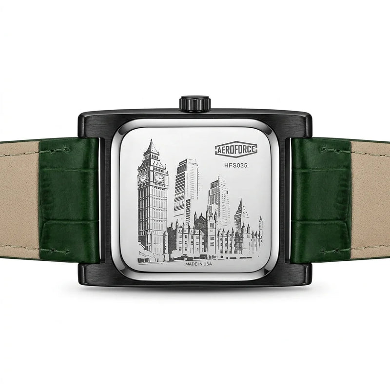 HeroForce 5035P Jump-Hour - engraved case back, symmetrical strap, studio luxury
