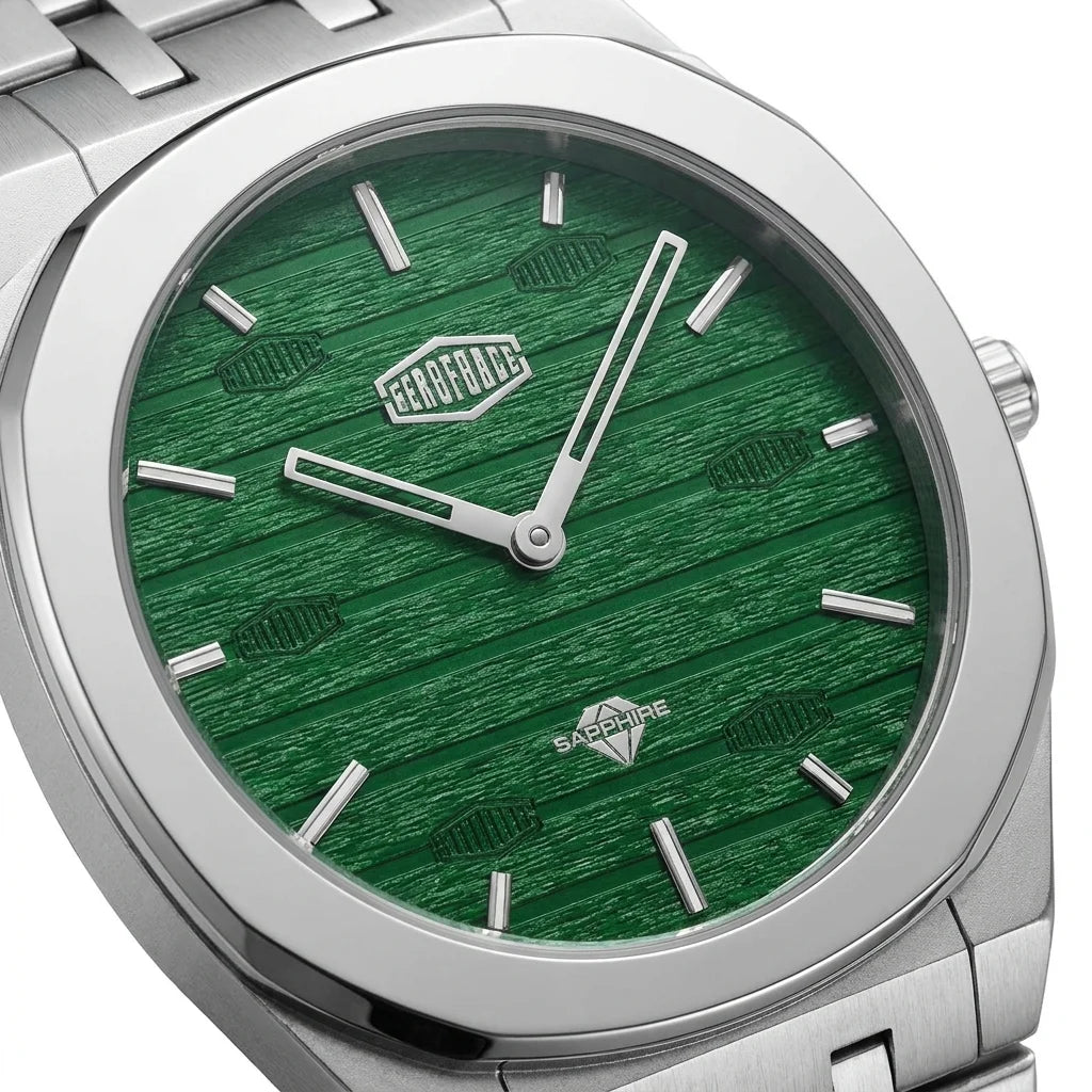 angled view green dial