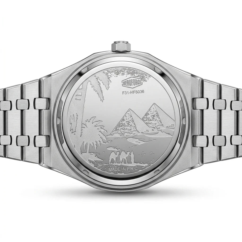 Heroforce 5070B Octagonal - octagonal engraved watch back