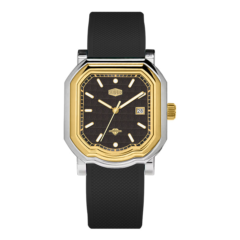 HeroForce 5051P – Men’s Square Business Watch with Multi-Faceted Bezel and Date