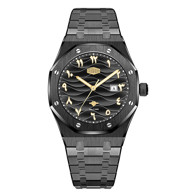 HeroForce 5070B – Octagonal Arabic Numeral Watch with Wave Textured Dial
