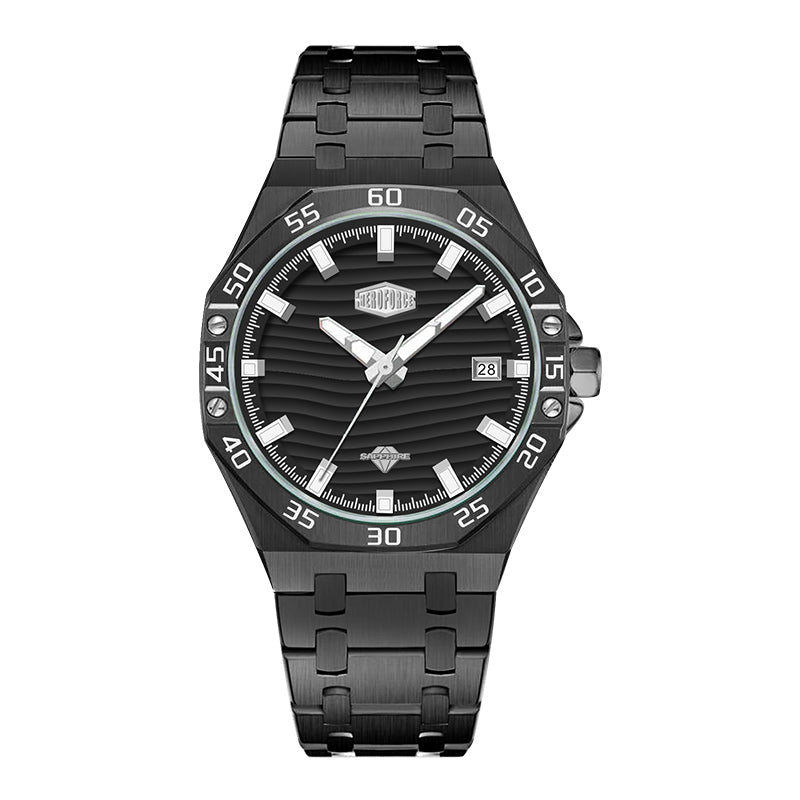 HeroForce 5043 – Men’s Octagonal Bezel Watch with Wave Textured Dial