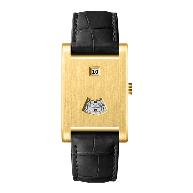 HeroForce 5035P – Jump-Hour Rectangle Watch with Embossed Leather Strap