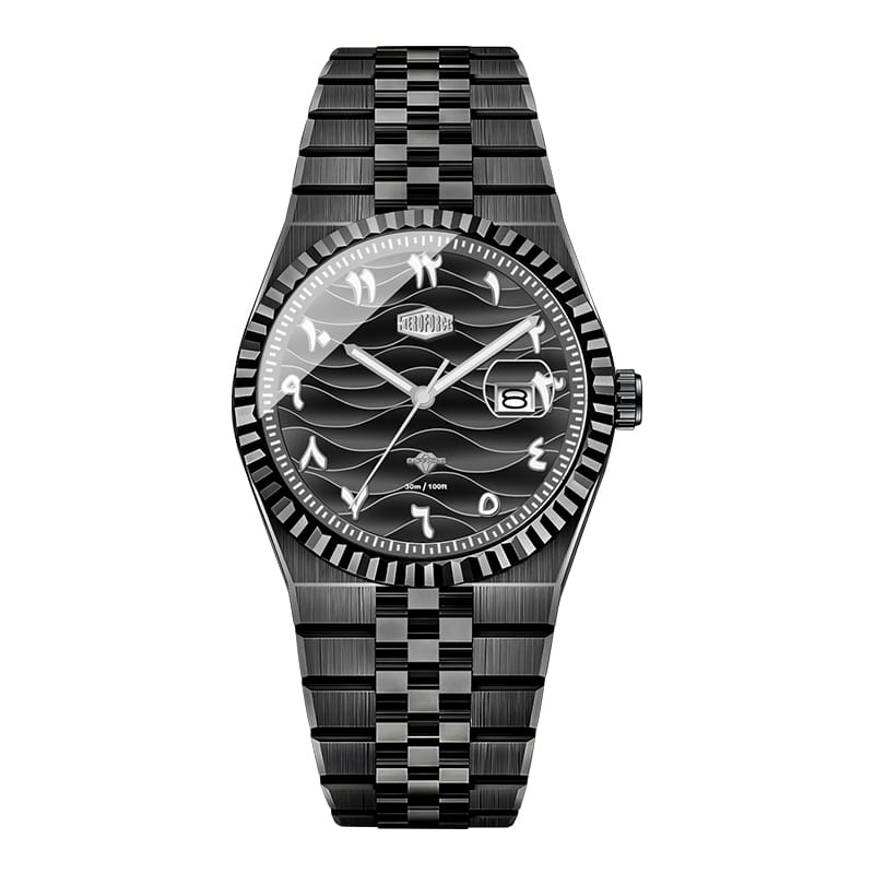 HeroForce 5036B - Ocean Wave – Arabic Dial Watch with Fluted Bezel