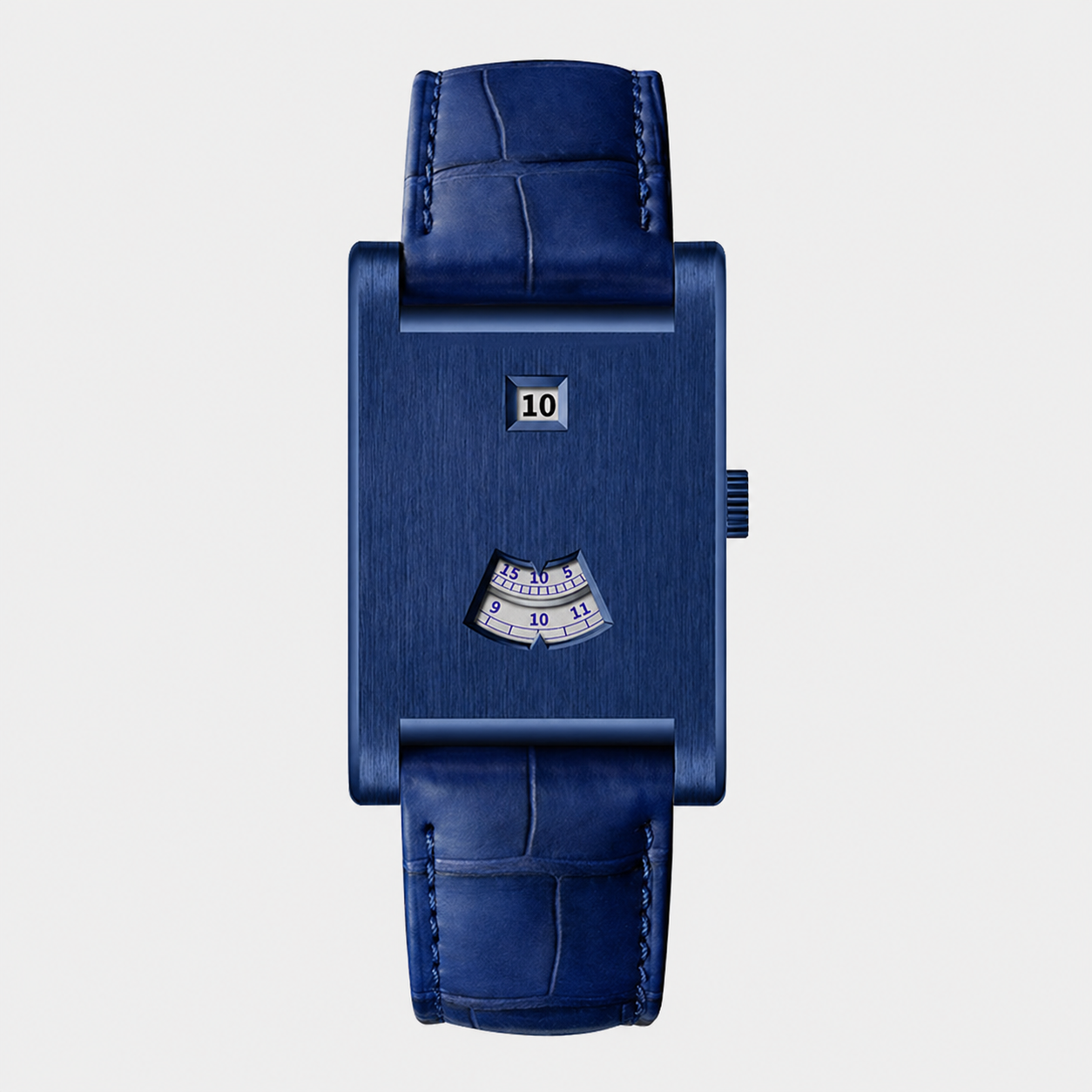 HeroForce 5035P – Jump-Hour Rectangle Watch with Embossed Leather Strap