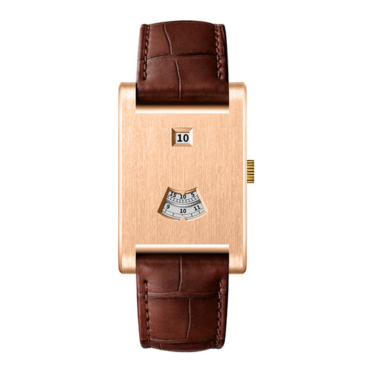 HeroForce 5035P – Jump-Hour Rectangle Watch with Embossed Leather Strap