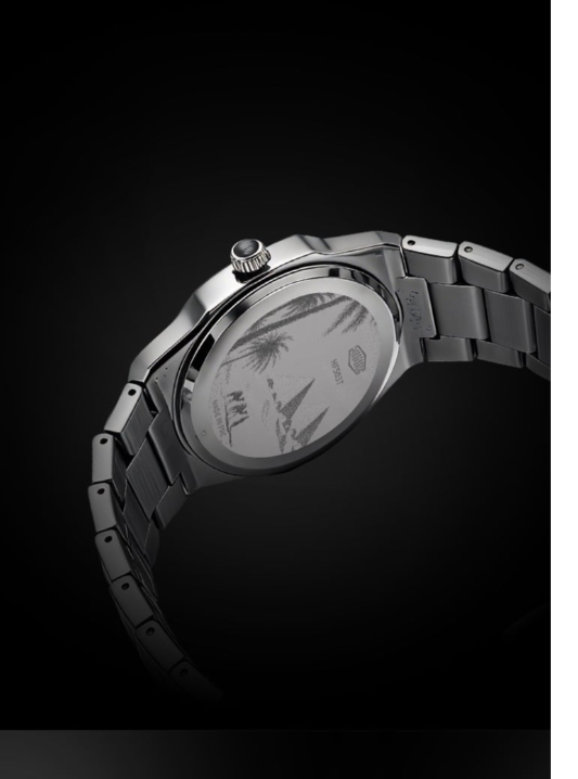 back of steel watch