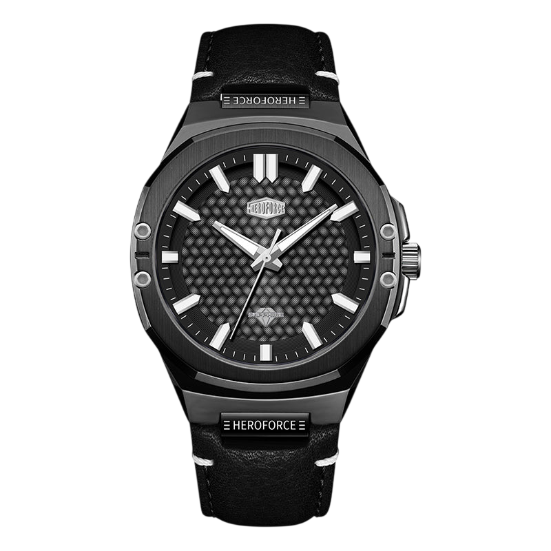 Citizen watch with black strap and green dial on a white background