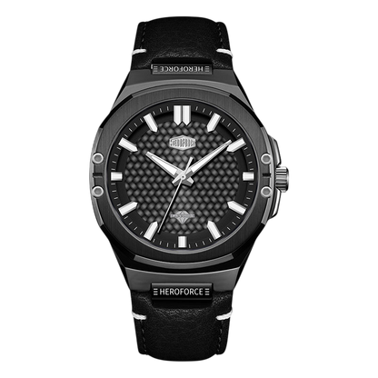 Citizen watch with black strap and green dial on a white background