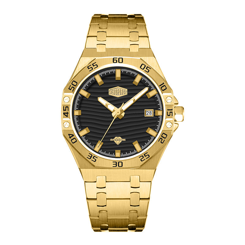 HeroForce 5043 – Men’s Octagonal Bezel Watch with Wave Textured Dial