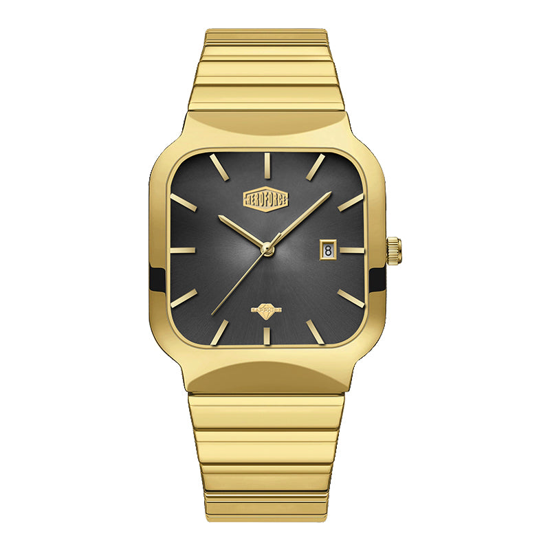 HeroForce 5055GL - Luxury Square Analog Watch with Sapphire Glass & Date Display