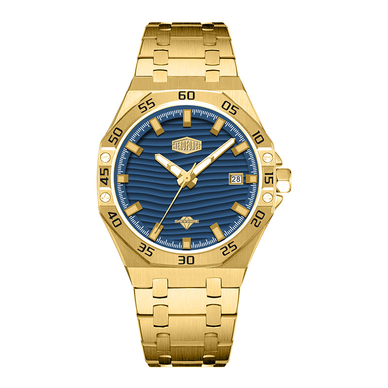 HeroForce 5043 – Men’s Octagonal Bezel Watch with Wave Textured Dial
