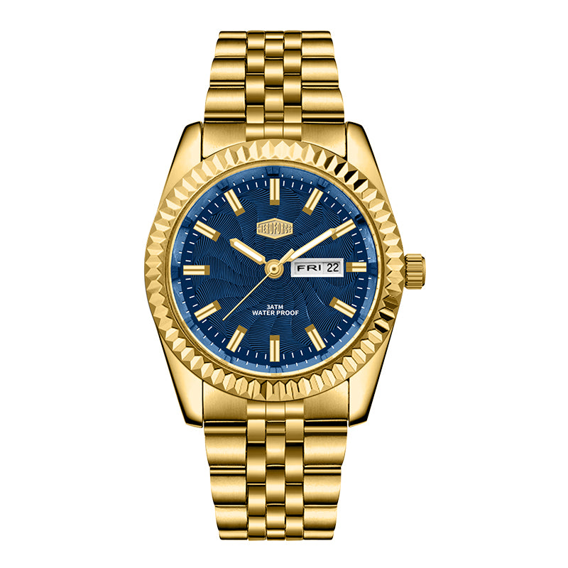 HeroForce 5083 – Luxury Analog Watch with Fluted Bezel & Sunburst Ripple Dial