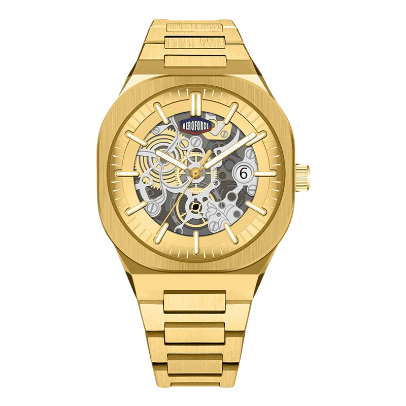 gold skeleton dial