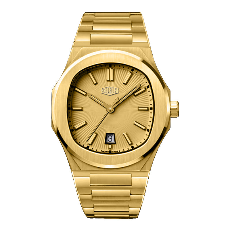 HeroForce 5046 – Luxury Analog Watch with Sunray Dial & Tapered Link Bracelet