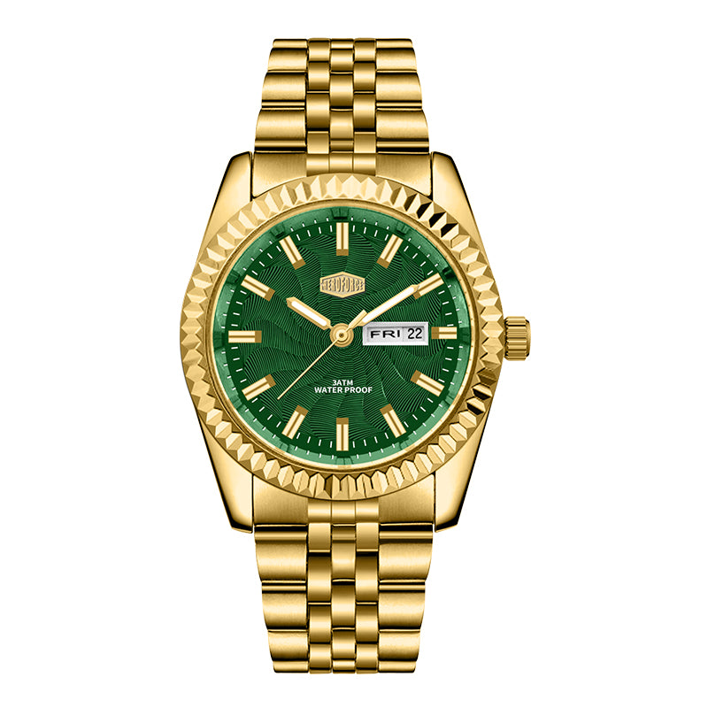 HeroForce 5083 – Luxury Analog Watch with Fluted Bezel & Sunburst Ripple Dial