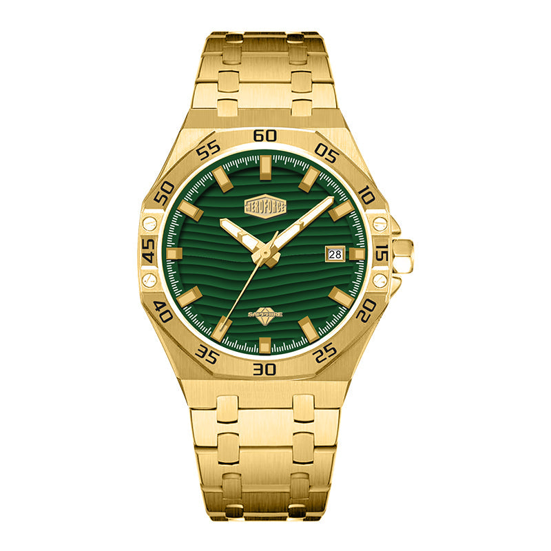HeroForce 5043 – Men’s Octagonal Bezel Watch with Wave Textured Dial