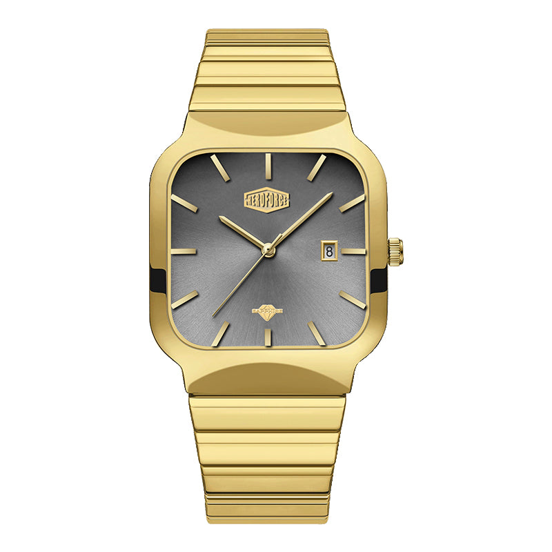 HeroForce 5055GL - Luxury Square Analog Watch with Sapphire Glass & Date Display