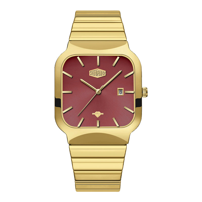 HeroForce 5055GL - Luxury Square Analog Watch with Sapphire Glass & Date Display