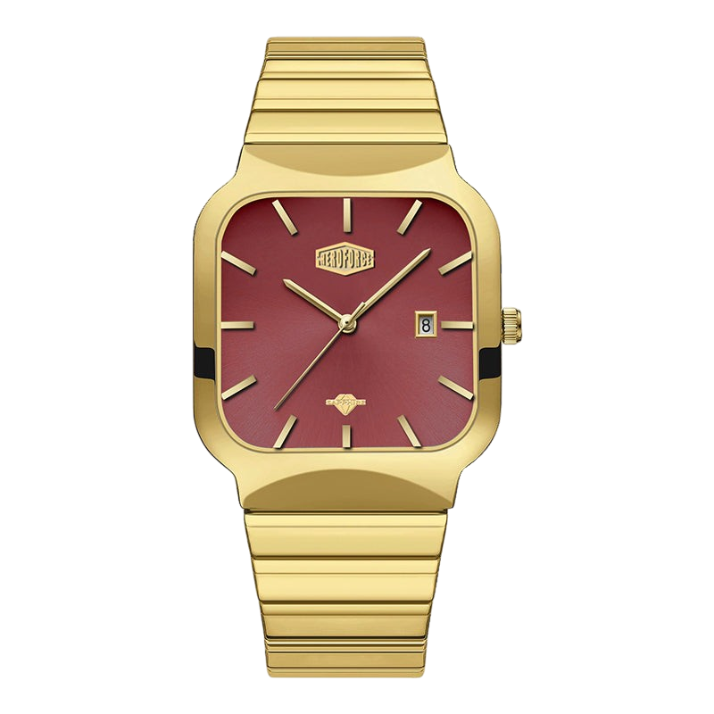 gold watch red dial