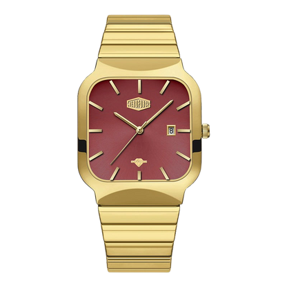 gold watch red dial