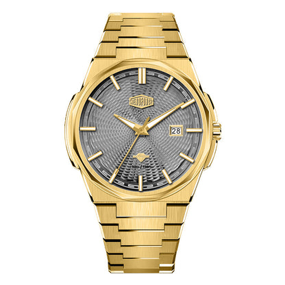 gold watch gray dial