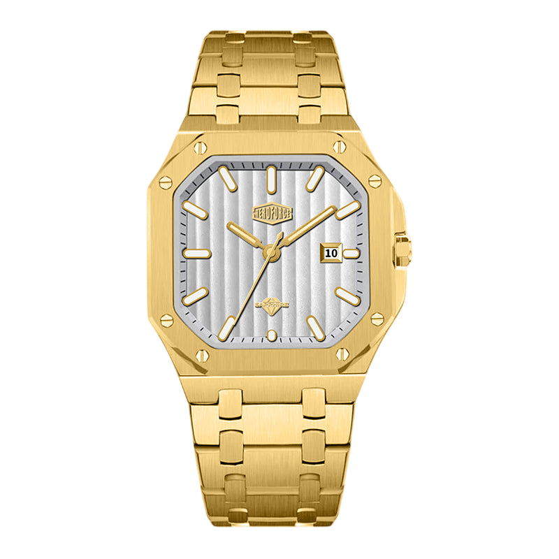 HeroForce 5025B Ribbed Dial Watch - Sapphire Glass, Two-Tone