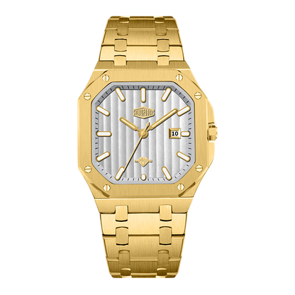 HeroForce 5025B Ribbed Dial Watch - Sapphire Glass, Two-Tone