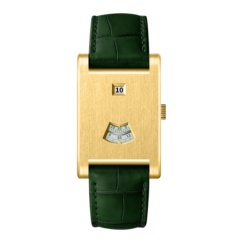 HeroForce 5035P – Jump-Hour Rectangle Watch with Embossed Leather Strap