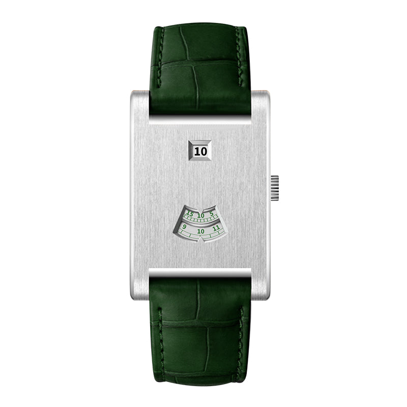 HeroForce 5035P – Jump-Hour Rectangle Watch with Embossed Leather Strap