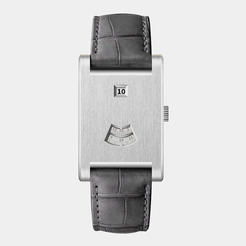 HeroForce 5035P – Jump-Hour Rectangle Watch with Embossed Leather Strap