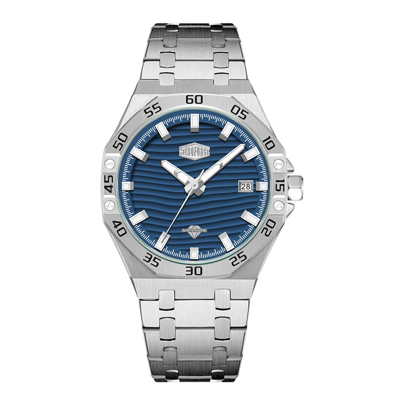 HeroForce 5043 – Men’s Octagonal Bezel Watch with Wave Textured Dial