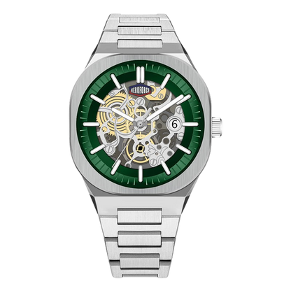 steel green skeleton dial