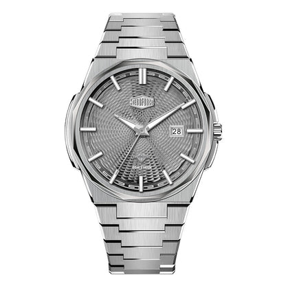 grey dial steel watch