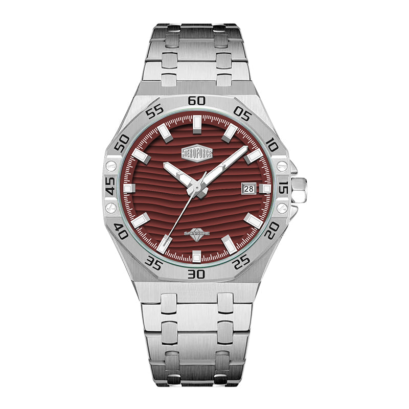 HeroForce 5043 – Men’s Octagonal Bezel Watch with Wave Textured Dial