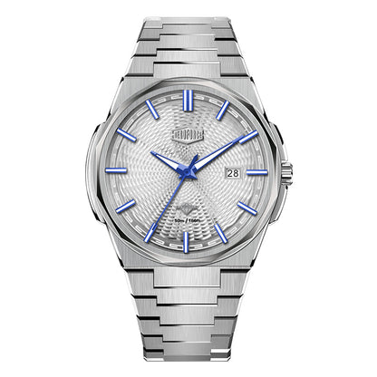 white dial blue accents