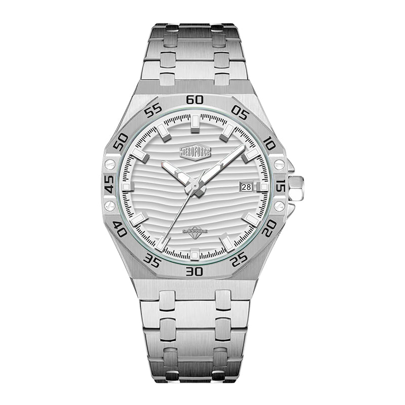 HeroForce 5043 – Men’s Octagonal Bezel Watch with Wave Textured Dial