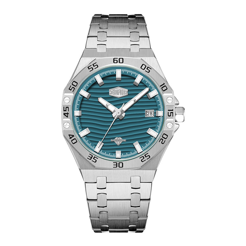 HeroForce 5043 – Men’s Octagonal Bezel Watch with Wave Textured Dial