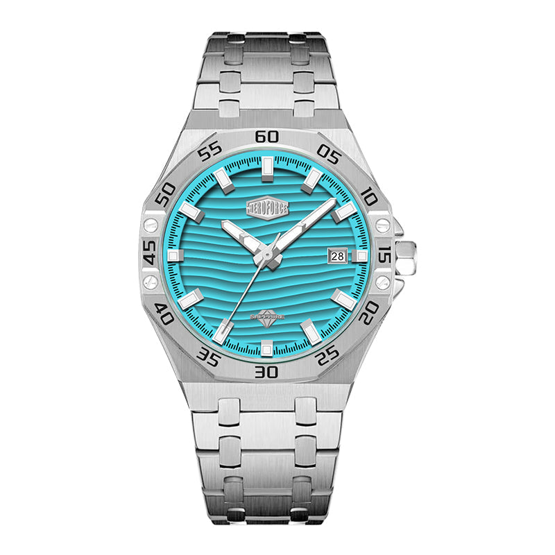 HeroForce 5043 – Men’s Octagonal Bezel Watch with Wave Textured Dial