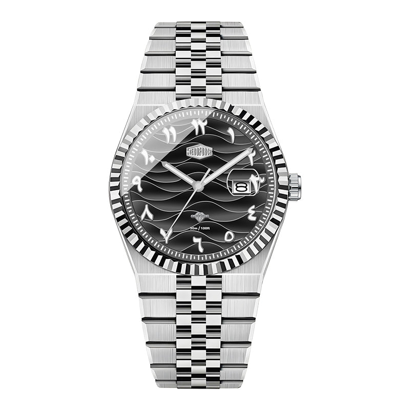 HeroForce 5036B - Ocean Wave – Arabic Dial Watch with Fluted Bezel
