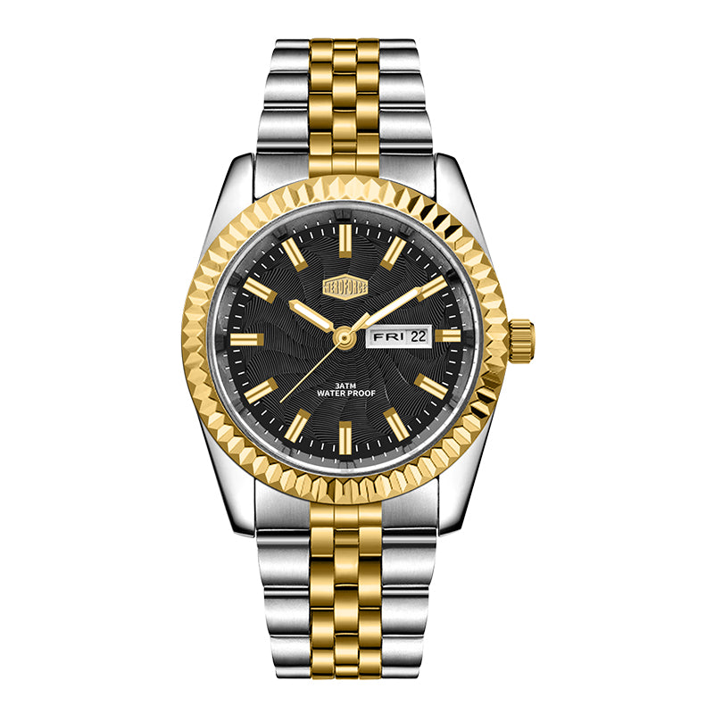 HeroForce 5083 – Luxury Analog Watch with Fluted Bezel & Sunburst Ripple Dial