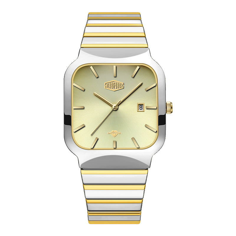 HeroForce 5055GL - Luxury Square Analog Watch with Sapphire Glass & Date Display