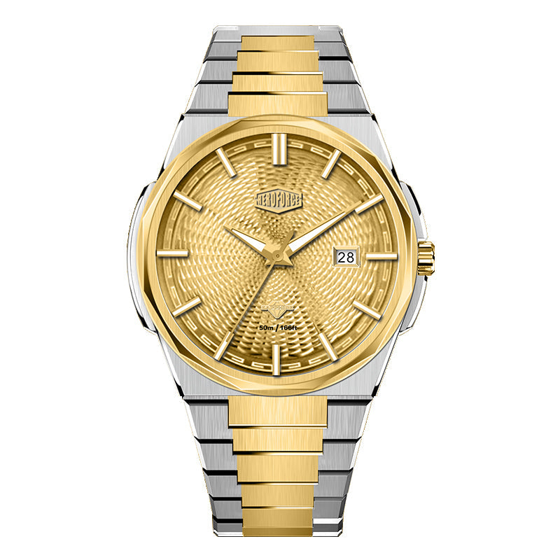 gold dial two-tone watch