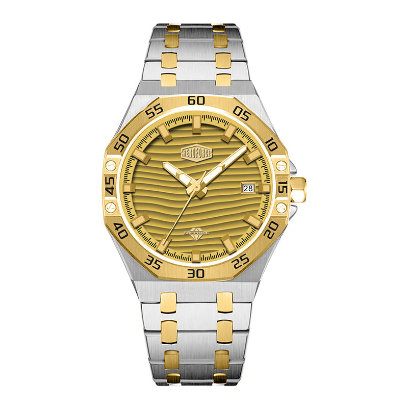 HeroForce 5043 – Men’s Octagonal Bezel Watch with Wave Textured Dial
