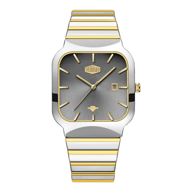 HeroForce 5055GL - Luxury Square Analog Watch with Sapphire Glass & Date Display