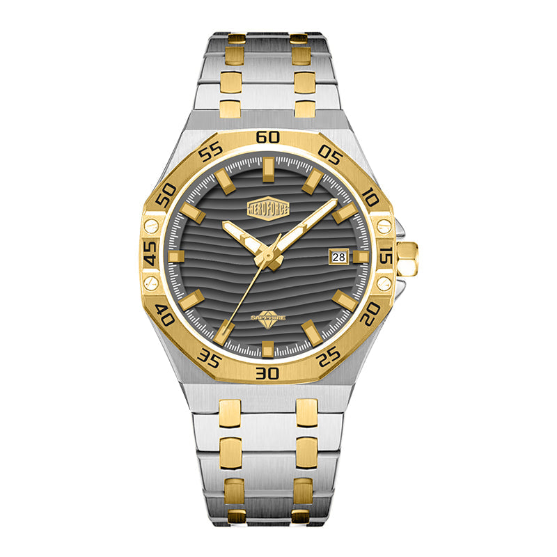 HeroForce 5043 – Men’s Octagonal Bezel Watch with Wave Textured Dial