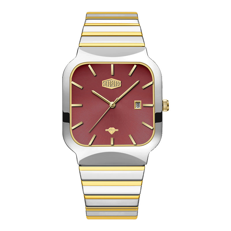 HeroForce 5055GL - Luxury Square Analog Watch with Sapphire Glass & Date Display