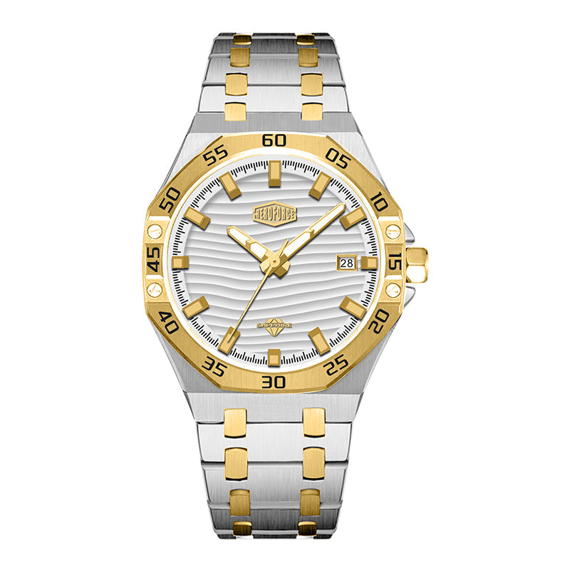 HeroForce 5043 – Men’s Octagonal Bezel Watch with Wave Textured Dial
