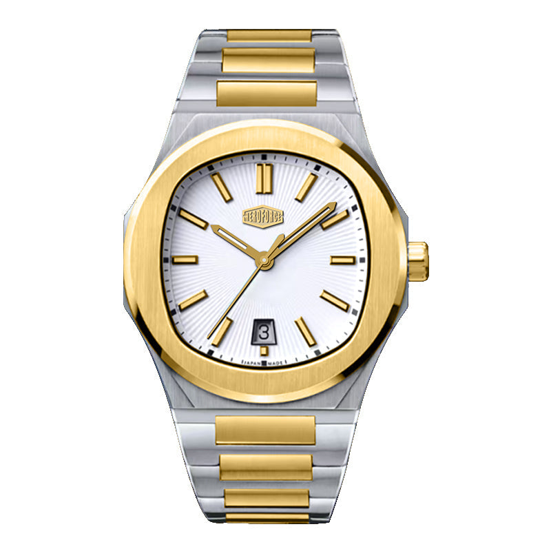 HeroForce 5046 – Luxury Analog Watch with Sunray Dial & Tapered Link Bracelet