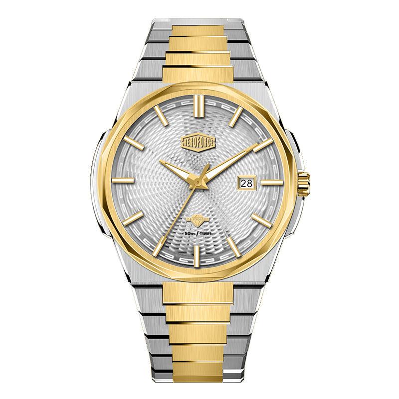 silver dial two-tone watch